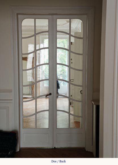 Pair of Napoleon III-style double doors with small glazed panels Pair of Napoleon III-style double doors with small glazed panels-12