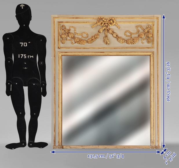 Louis XVI period gilded trumeau decorated with a garland of flowers Louis XVI period gilded trumeau decorated with a garland of flowers-8