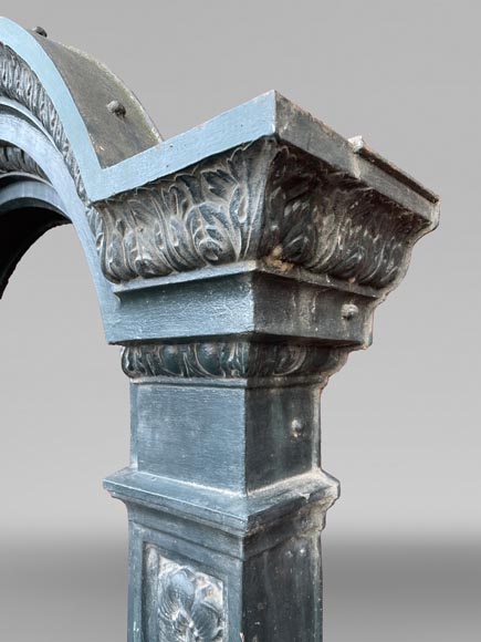 Cast Iron Window Frame, Napoleon III Style, 19th Century Cast Iron Window Frame, Napoleon III Style, 19th Century-2