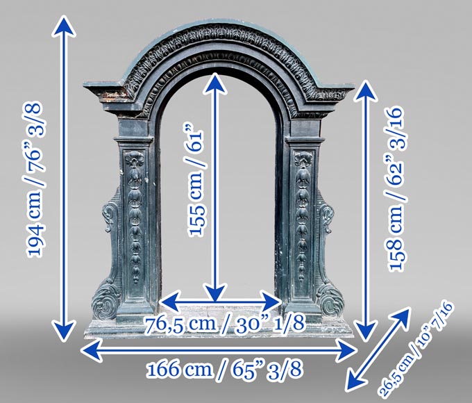 Cast Iron Window Frame, Napoleon III Style, 19th Century Cast Iron Window Frame, Napoleon III Style, 19th Century-9
