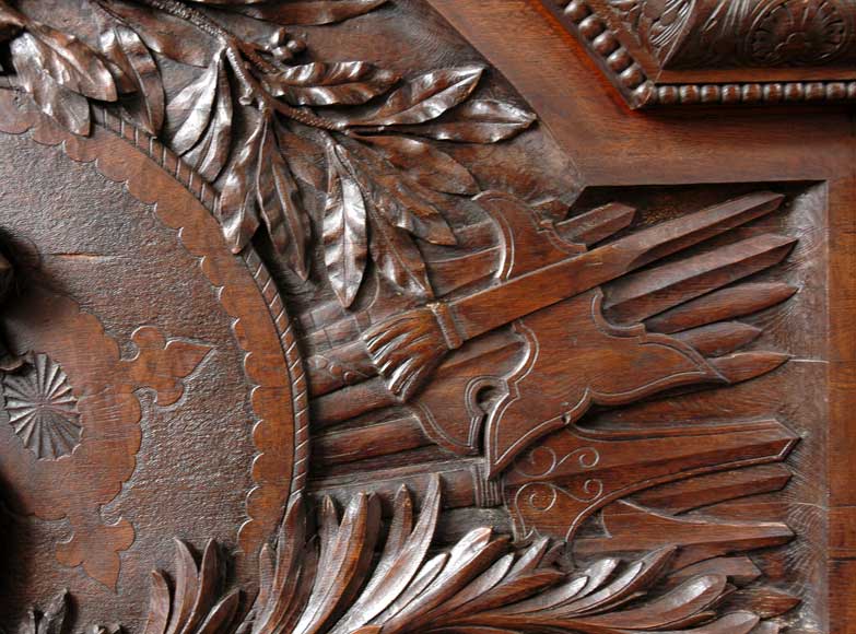 Large Oak antique mantel with Hood from a Chateau Large Oak antique mantel with Hood from a Chateau-6