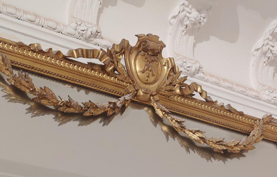 Large Napoleon III-style gilded trumeau with laurel garland Large Napoleon III-style gilded trumeau with laurel garland-2
