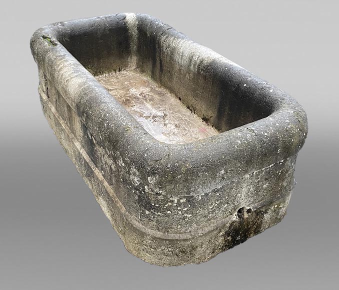 A large antique carved stone watering trough A large antique carved stone watering trough-1