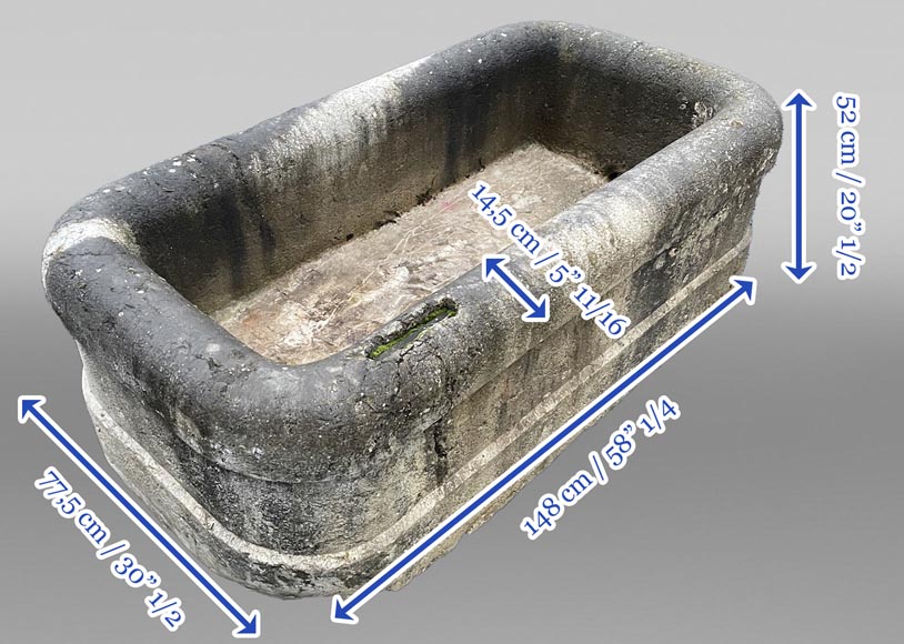 A large antique carved stone watering trough A large antique carved stone watering trough-6