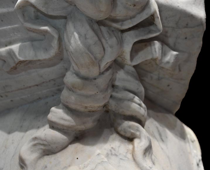 Pair of Sculpted Carrara Marble Sphinxes, 19th Century Pair of Sculpted Carrara Marble Sphinxes, 19th Century-11