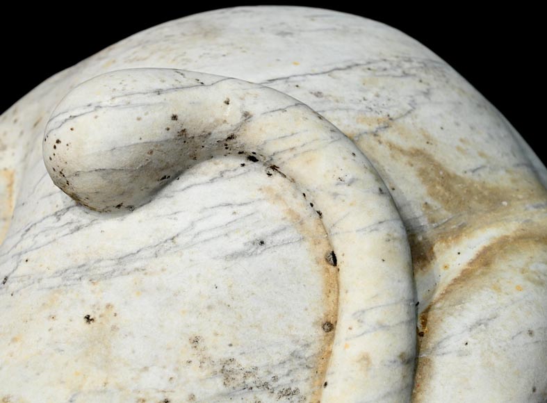 Pair of Sculpted Carrara Marble Sphinxes, 19th Century Pair of Sculpted Carrara Marble Sphinxes, 19th Century-13