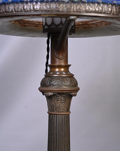 Napoleon III period lamp with engraved glass shade in Greek Revival style Napoleon III period lamp with engraved glass shade in Greek Revival style-7