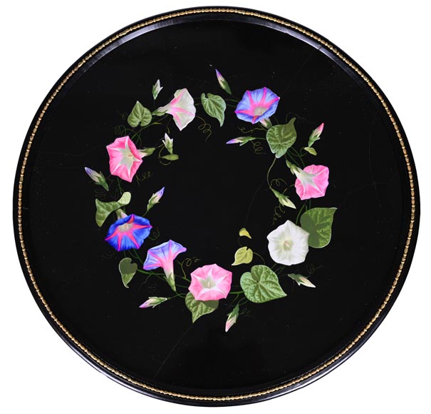 Julien-Nicolas RIVART, Napoleon III Style Gueridon by Julien-Nicolas RIVART – Floral Marquetry on Marble Top Julien-Nicolas RIVART, Napoleon III Style Gueridon by Julien-Nicolas RIVART – Floral Marquetry on Marble Top-1