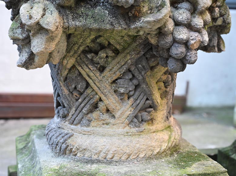 Pair of stone flower baskets Pair of stone flower baskets-4