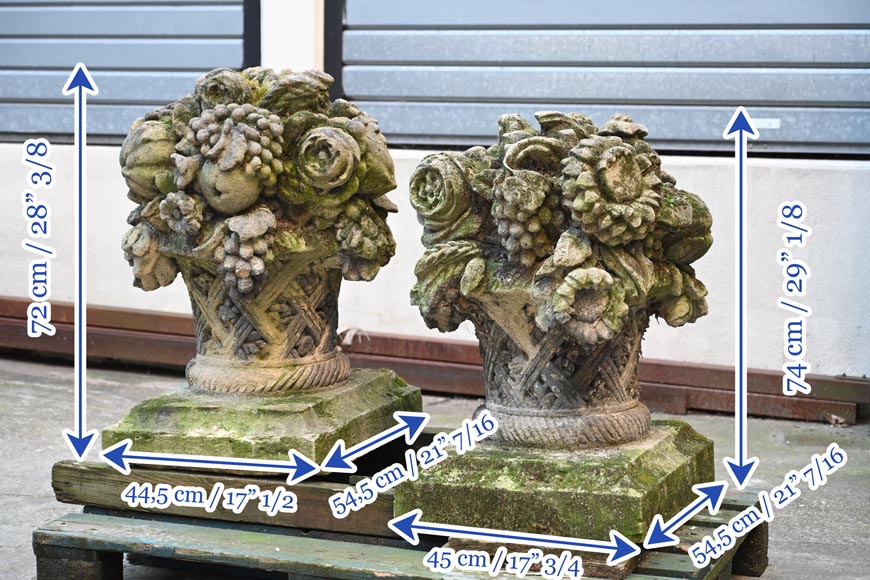 Pair of stone flower baskets Pair of stone flower baskets-10