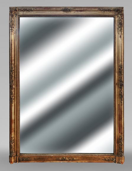 Gold Louis Philippe style trumeau with floral and plant decoration Gold Louis Philippe style trumeau with floral and plant decoration-0