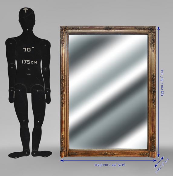 Gold Louis Philippe style trumeau with floral and plant decoration Gold Louis Philippe style trumeau with floral and plant decoration-5