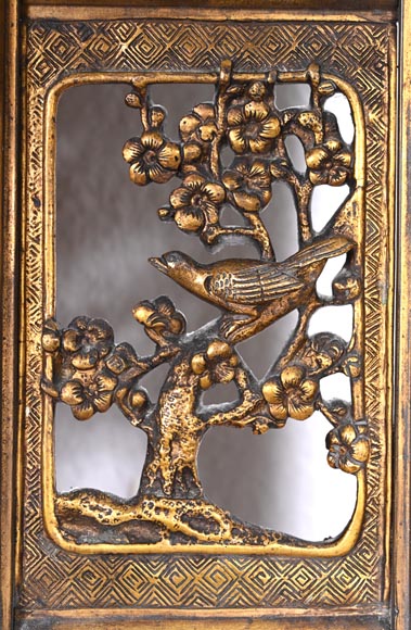 Maison MARNYHAC (attrib.) – Gilt bronze openwork mirror with Vietnamese-style decoration Maison MARNYHAC (attrib.) – Gilt bronze openwork mirror with Vietnamese-style decoration-6