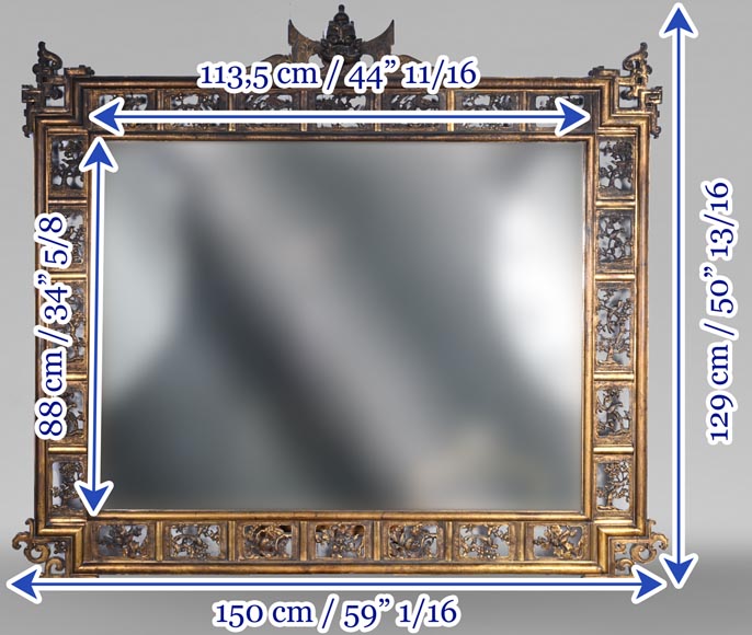 Maison MARNYHAC (attrib.) – Gilt bronze openwork mirror with Vietnamese-style decoration Maison MARNYHAC (attrib.) – Gilt bronze openwork mirror with Vietnamese-style decoration-12