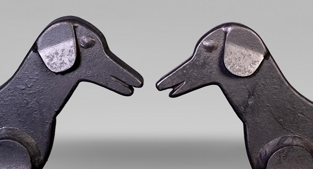 Pair of Wrought Iron Dachshund Andirons, 1950 Pair of Wrought Iron Dachshund Andirons, 1950-3