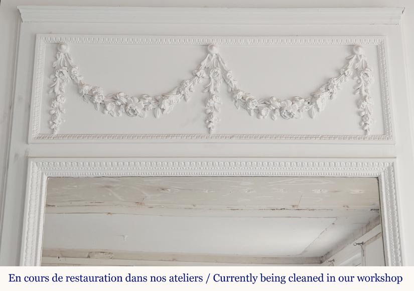 Louis XVI style trumeau decorated with a garland of flowers Louis XVI style trumeau decorated with a garland of flowers-1