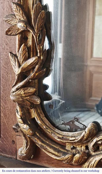 Louis XV period trumeau with olive garland, in carved wood Louis XV period trumeau with olive garland, in carved wood-3