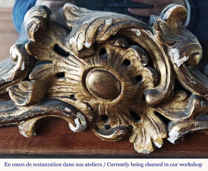 Louis XV period trumeau with olive garland, in carved wood Louis XV period trumeau with olive garland, in carved wood-4