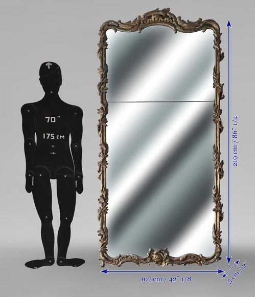 Louis XV period trumeau with olive garland, in carved wood Louis XV period trumeau with olive garland, in carved wood-5