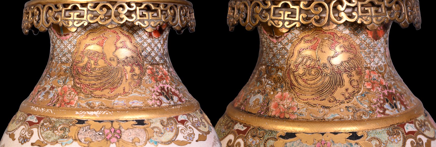 Pair of Oil Lamps in Satsuma Faience with Baccarat Opaline Globes – Second Half of the 19th Century Pair of Oil Lamps in Satsuma Faience with Baccarat Opaline Globes – Second Half of the 19th Century-5