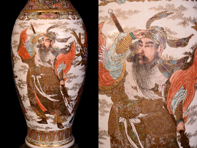 Pair of Oil Lamps in Satsuma Faience with Baccarat Opaline Globes – Second Half of the 19th Century Pair of Oil Lamps in Satsuma Faience with Baccarat Opaline Globes – Second Half of the 19th Century-9