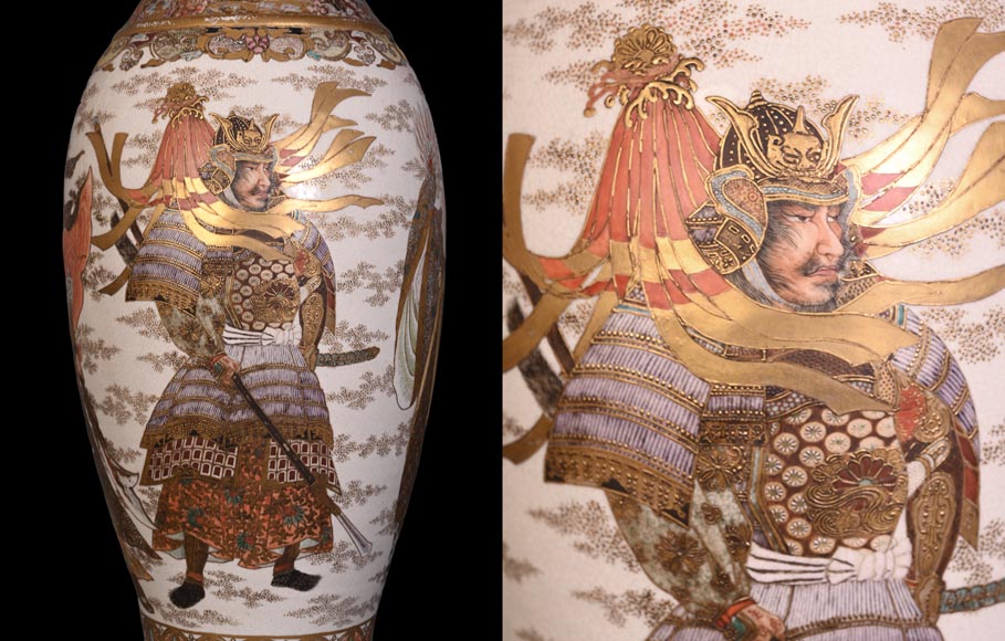 Pair of Oil Lamps in Satsuma Faience with Baccarat Opaline Globes – Second Half of the 19th Century Pair of Oil Lamps in Satsuma Faience with Baccarat Opaline Globes – Second Half of the 19th Century-10