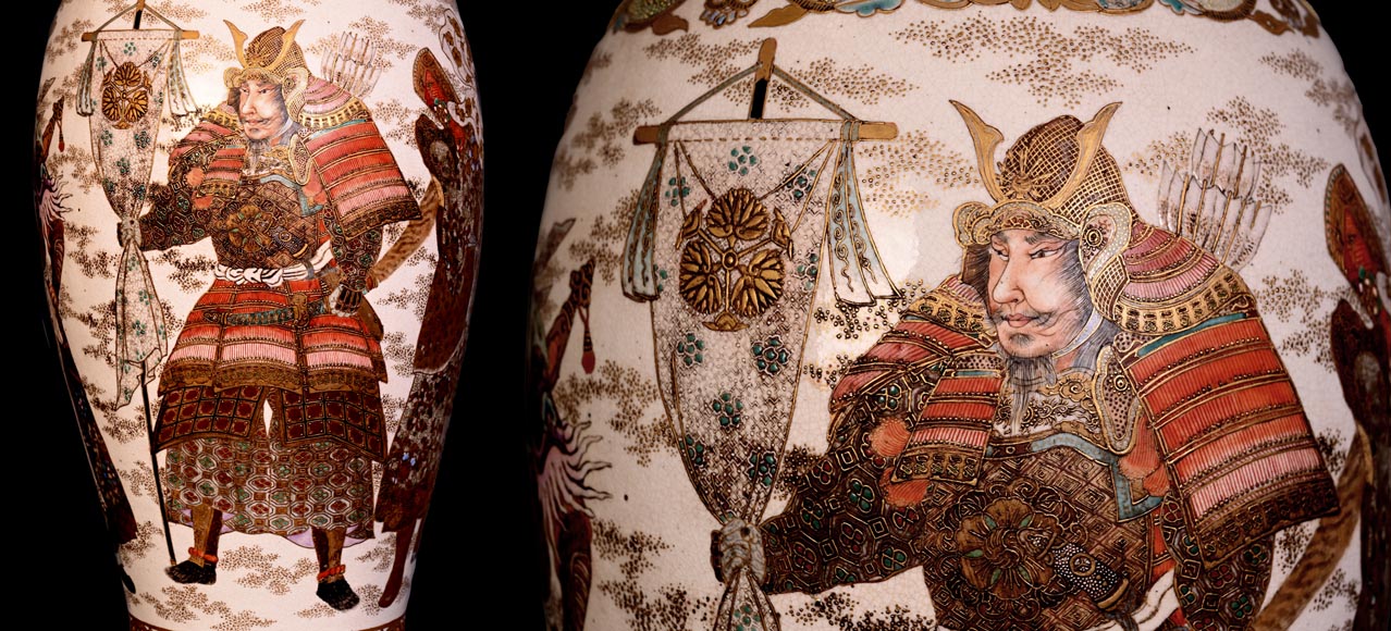 Pair of Oil Lamps in Satsuma Faience with Baccarat Opaline Globes – Second Half of the 19th Century Pair of Oil Lamps in Satsuma Faience with Baccarat Opaline Globes – Second Half of the 19th Century-11