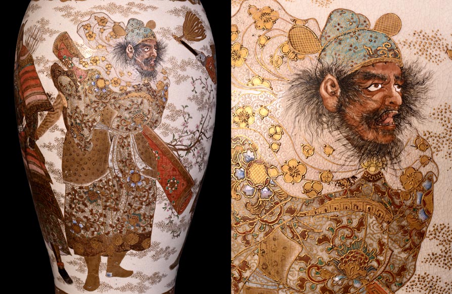 Pair of Oil Lamps in Satsuma Faience with Baccarat Opaline Globes – Second Half of the 19th Century Pair of Oil Lamps in Satsuma Faience with Baccarat Opaline Globes – Second Half of the 19th Century-12