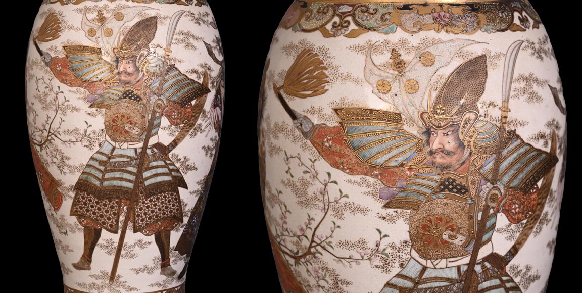 Pair of Oil Lamps in Satsuma Faience with Baccarat Opaline Globes – Second Half of the 19th Century Pair of Oil Lamps in Satsuma Faience with Baccarat Opaline Globes – Second Half of the 19th Century-13