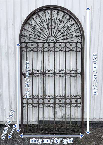 Three Opening Wrought Iron Gates with Frames – Circa 1850 Three Opening Wrought Iron Gates with Frames – Circa 1850-12