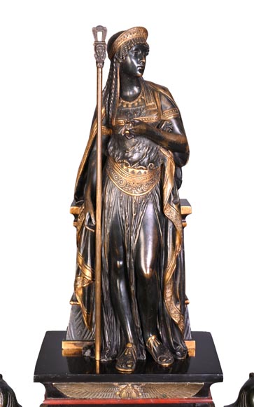 Emile Hébert and Georges Servant, Egyptian Revival Clock, 19th Century Emile Hébert and Georges Servant, Egyptian Revival Clock, 19th Century-2