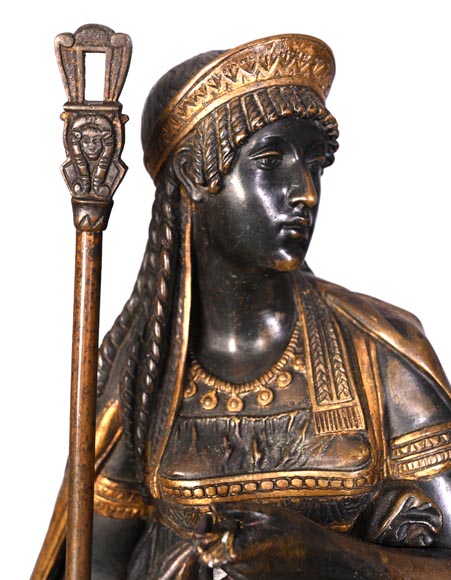 Emile Hébert and Georges Servant, Egyptian Revival Clock, 19th Century Emile Hébert and Georges Servant, Egyptian Revival Clock, 19th Century-4