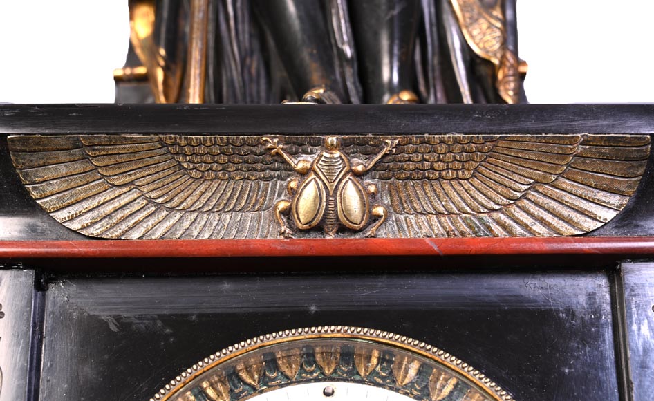 Emile Hébert and Georges Servant, Egyptian Revival Clock, 19th Century Emile Hébert and Georges Servant, Egyptian Revival Clock, 19th Century-7