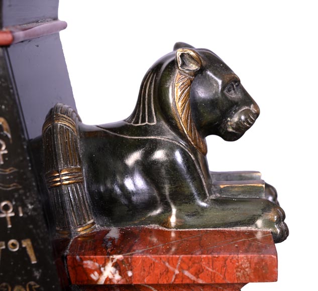 Emile Hébert and Georges Servant, Egyptian Revival Clock, 19th Century Emile Hébert and Georges Servant, Egyptian Revival Clock, 19th Century-16