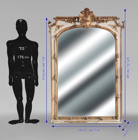 Napoleon III style trumeau, two-tone gilded and painted Napoleon III style trumeau, two-tone gilded and painted-8