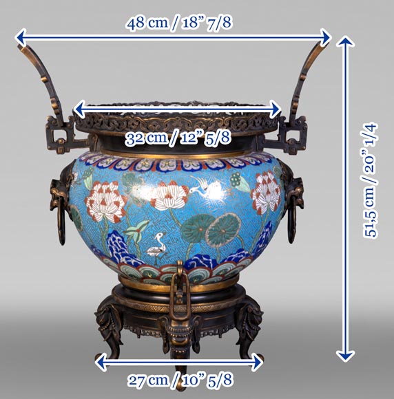 Cloisonné and Bronze Vase, Signed BARBEDIENNE, in the Style of Édouard LIÈVRE Cloisonné and Bronze Vase, Signed BARBEDIENNE, in the Style of Édouard LIÈVRE-12