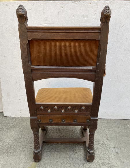 Eugène GRASSET (designer) and FULGRAFF (cabinetmaker), set of 6 carved oak chairs, Paris, 1880–1885 Eugène GRASSET (designer) and FULGRAFF (cabinetmaker), set of 6 carved oak chairs, Paris, 1880–1885-11