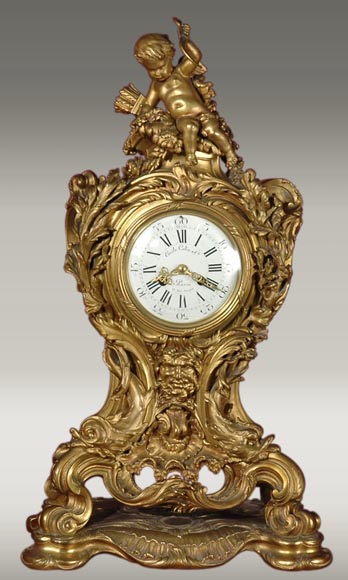 Léon MESSAGÉ (1842-1901) (att. to) -  Clock with Cupidon Léon MESSAGÉ (1842-1901) (att. to) -  Clock with Cupidon-0