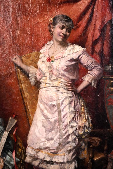 oung Woman with Cockatoo — Painting by Joseph Henri CONDAMIN oung Woman with Cockatoo — Painting by Joseph Henri CONDAMIN-2