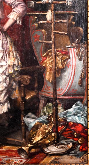 oung Woman with Cockatoo — Painting by Joseph Henri CONDAMIN oung Woman with Cockatoo — Painting by Joseph Henri CONDAMIN-4