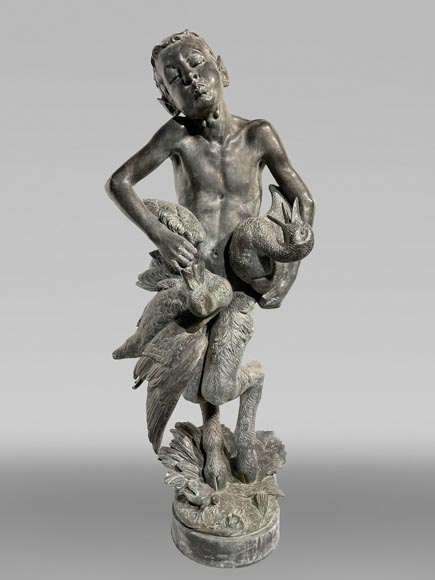 Bronze Fountain Sculpture, Italy, 19th Century Satyr Holding Ducks Bronze Fountain Sculpture, Italy, 19th Century Satyr Holding Ducks-0