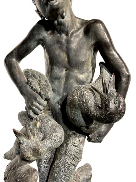 Bronze Fountain Sculpture, Italy, 19th Century Satyr Holding Ducks Bronze Fountain Sculpture, Italy, 19th Century Satyr Holding Ducks-5
