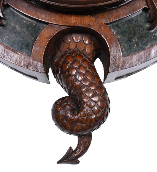 Wall Clock in Carved Wood and Hardstone – 19th Century Wall Clock in Carved Wood and Hardstone – 19th Century-6