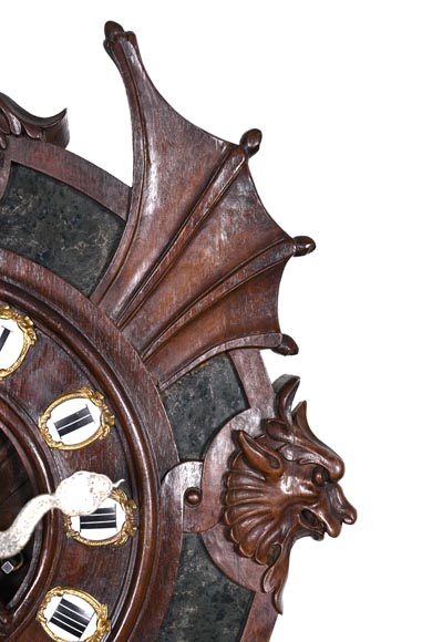 Wall Clock in Carved Wood and Hardstone – 19th Century Wall Clock in Carved Wood and Hardstone – 19th Century-8