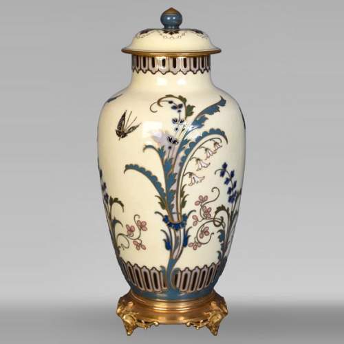 CARRIER-BELLEUSE Albert-Ernest — Enameled Porcelain Covered Vase from Sèvres