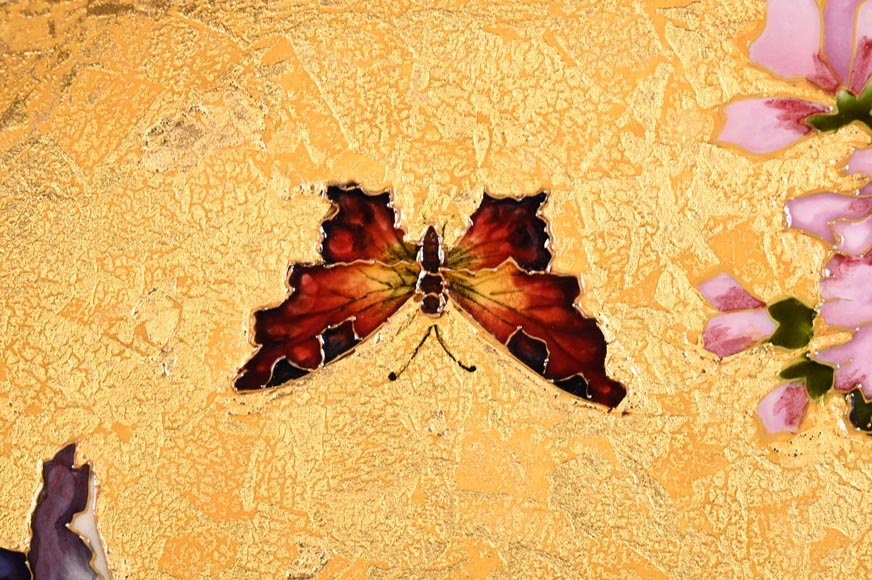 Félix Optat MILET, Large enamelled dish on a gold background, 19th century Félix Optat MILET, Large enamelled dish on a gold background, 19th century-1