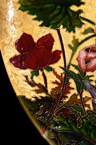 Félix Optat MILET, Large enamelled dish on a gold background, 19th century Félix Optat MILET, Large enamelled dish on a gold background, 19th century-7