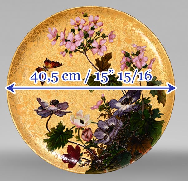 Félix Optat MILET, Large enamelled dish on a gold background, 19th century Félix Optat MILET, Large enamelled dish on a gold background, 19th century-10
