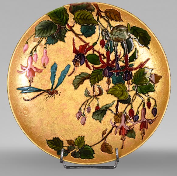Félix Optat MILET, Large enamelled dish on a gold background, 19th century Félix Optat MILET, Large enamelled dish on a gold background, 19th century-2