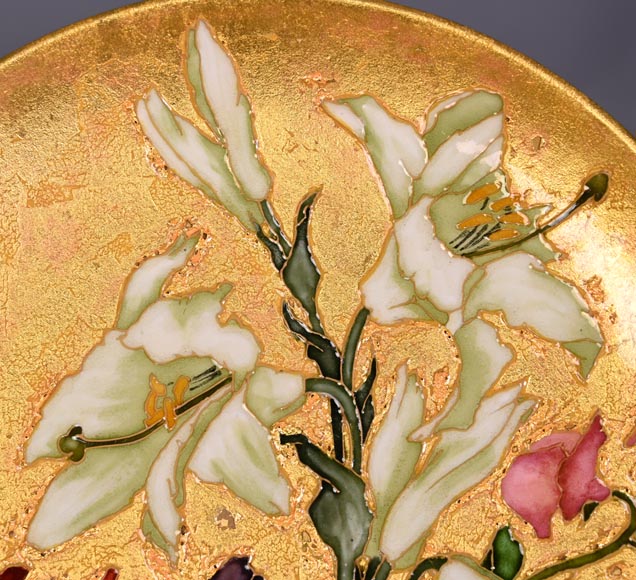 Félix Optat MILET, Large enamelled dish on a gold background, 19th century Félix Optat MILET, Large enamelled dish on a gold background, 19th century-3